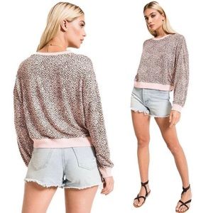 Z Supply The Mini Leopard Long Sleeve Tee In Pale Size Small‎